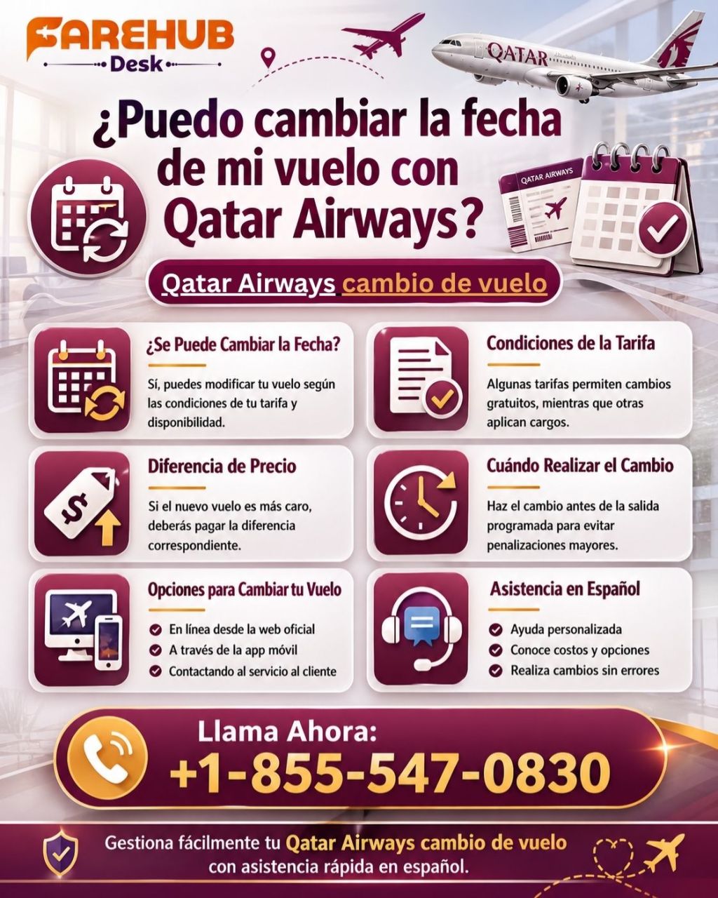 Política de cambio de vuelo de Qatar Airways